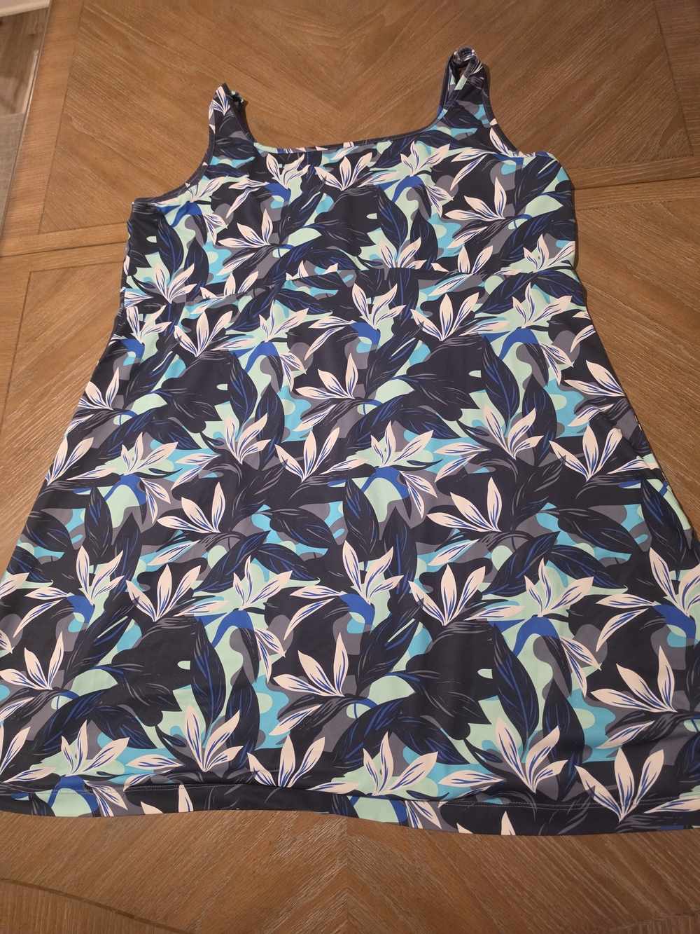 Columbia Navy Teal & Cream Floral Tank Dress